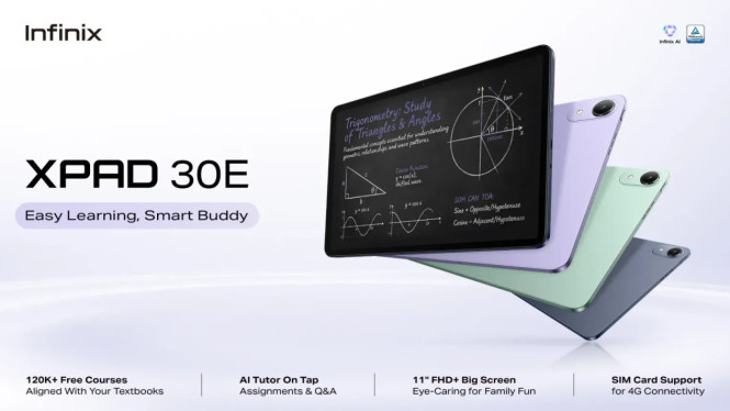 Infinix XPAD 30E Resmi Rilis, Tablet AI untuk Belajar &amp; Main Anak Rp2 Jutaan!, AI Learning Tools: 120.000+ Materi Belajar Gratis dalam Genggaman, AI Tutor: Pecahkan Soal Matematika Cukup dengan Foto!, Fitur AI Lain yang Dorong Kreativitas &amp; Interaksi, Spesifikasi Hardware: Performa Cukup untuk Belajar &amp; Hiburan Ringan, Desain Ramah Anak &amp; Dua Pilihan Warna Elegan, Harga dan Ketersediaan di Indonesia, Kesimpulan: Investasi Cerdas untuk Pendidikan Digital Anak