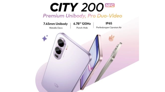 Itel City 200 Resmi di Indonesia, HP Baterai 5.200 mAh Harga Rp1,3 Juta!, Desain Tipis dan Ringan, tapi Kokoh Berkat Material Unibody, Layar 6,78 Inci Full HD+ dengan Refresh Rate 120 Hz, Kamera 50MP + Selfie 8MP dengan Auto Zoom, Performa: Chipset Unisoc T7250, RAM 4/8GB, Storage 128GB, Baterai 5.200 mAh + Fast Charging 18W: Tahan Seharian, Fitur Unik: UltraLink Free Call – Telepon Tanpa Sinyal!, Ketahanan Ekstrem: Sertifikasi IP65 + MIL-STD-810H, Konektivitas Lengkap: NFC, 4.5G, dan Audio Imersif, Harga dan Ketersediaan di Indonesia, Kesimpulan: HP Entry-Level Paling Tangguh di 2026?