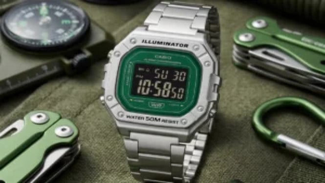 Casio W218HD-3AV Meluncur: Jam Retro Dial Hijau Harga Terjangkau