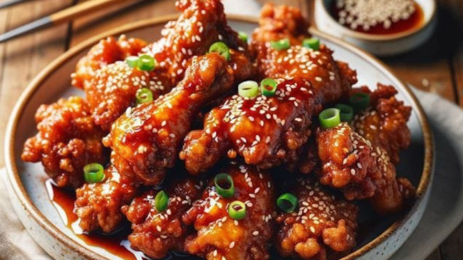 Ilustrasi Korean Chicken Wings Saus Gochujang Pedas Manis, Bahan-bahan Korean Chicken Wings Saus Gochujang:, Untuk ayam goreng:, Untuk saus gochujang pedas manis:, Cara Membuat Korean Chicken Wings Saus Gochujang:, Tips saat Memasak Chicken Wings: