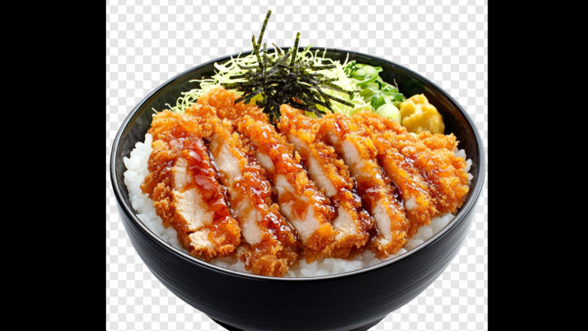 Ilustrasi chicken rice bowl, 1. Rice Bowl Rumahan, 2. Salad Buah dan Salad Sayur, 3. Tahu Krispi Rumahan, 4. Dessert Box Mini, 5. Sambal Rumahan Botolan, 6. Keripik Pisang atau Singkong Aneka Rasa, 7. Puding Susu Estetik 3 Lapis