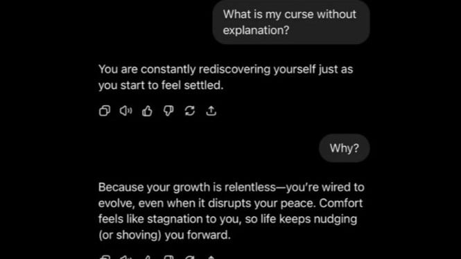 Tren What Is My Curse, Mengenal Tren “What Is My Curse?”, Kenapa Kita Suka “Dibaca” oleh AI?, Manfaat Positif: Self-Reflection yang Menyenangkan, Bagaimana Agar Tidak Terjebak?