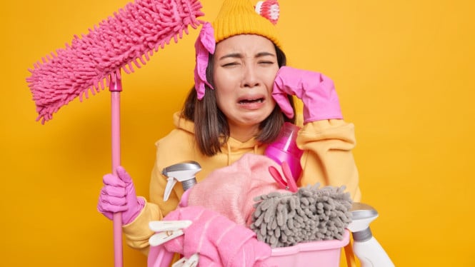 Ilustrasi kelelahan mengerjakan kerjaan rumah
