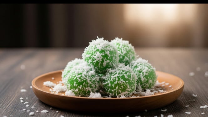 Ilustrasi Klepon, 1. Kue Lapis Santan, 2. Cenil, 3. Klepon, 4. Bubur Sumsum, 5. Wajik, 6. Kolak Pisang, 7. Serabi Santan, 8. Lupis, 9. Kue Talam, 10. Es Cendol