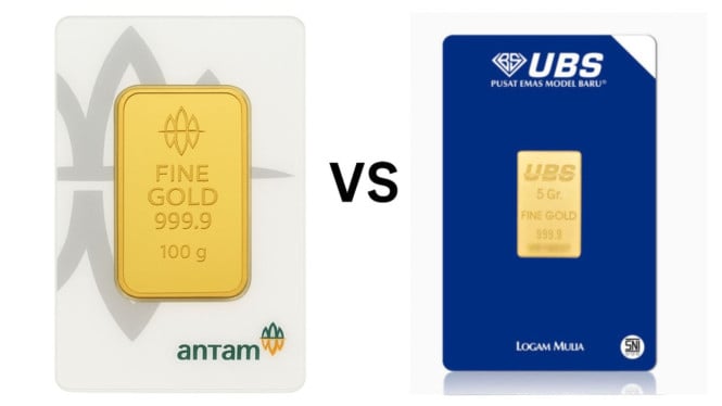Ilustrasi Perbedaan Emas Antam dan Emas UBS, 1. Produsen dan Reputasi Brand, 2. Kadar Emas dan Jenis Produk, 3. Sertifikat Keaslian, 4. Harga Jual dan Fleksibilitas, 5. Tempat Pembelian