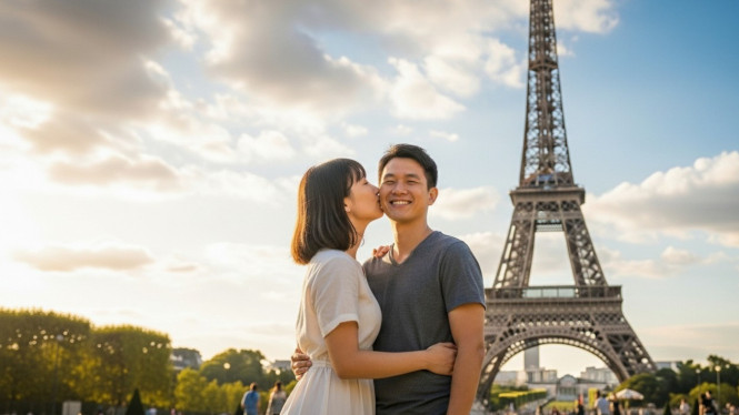 Ilustrasi foto di Menara Eiffel, 1. Cium Pipi sebagai Salam Sehari-hari, 2. Makan Malam Larut Malam, 3. Keju Mentah dan Makanan Fermentasi, 4. Libur Panjang di Musim Panas, 5. Berbicara dengan Nada Formal, 6. Anggur di Siang Hari, 7. Tokoh Animasi dan Komik yang Sangat Populer, 8. Baguette di Mana-mana, 9. Debat sebagai Hiburan Sosial, 10. Tokoh Pelayan yang Tegas