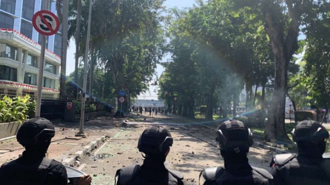 Jalan menuju Mako Brimob ditutup Jalan menuju Mako Brimob ditutup