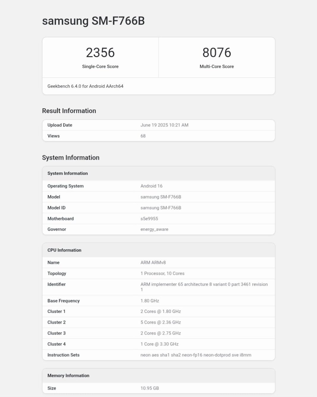 Samsung Galaxy Z Flip 7 muncul di Geekbench