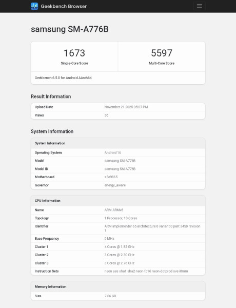 Samsung Galaxy A77 muncul di Geekbench