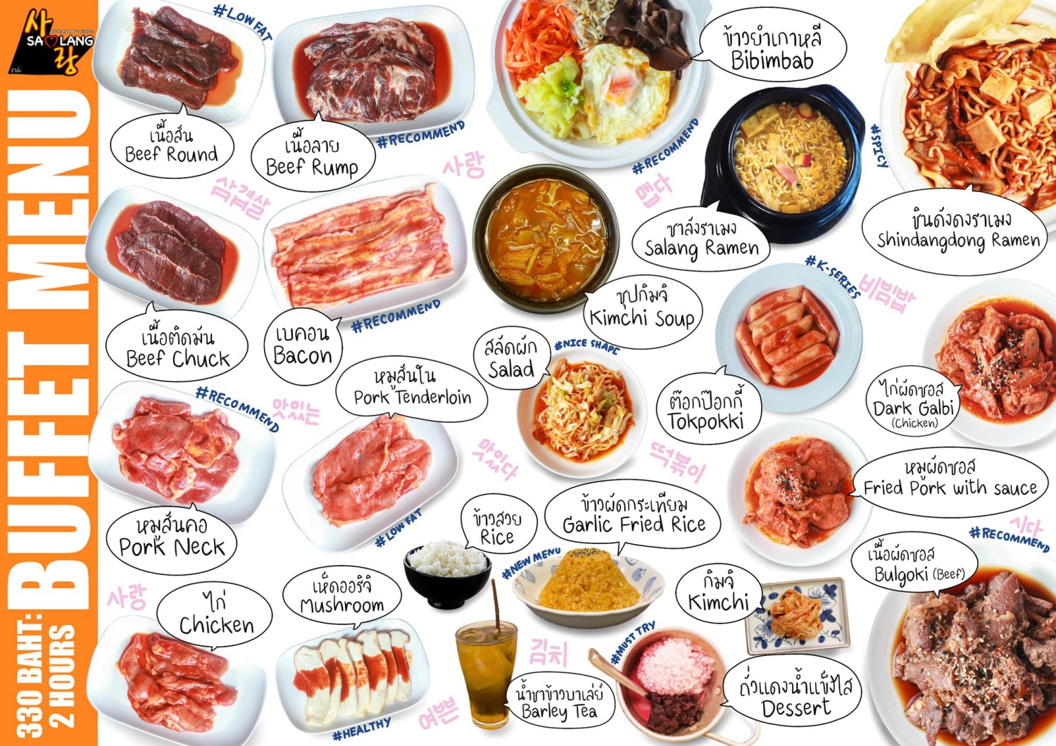 Gamsa_aree, Hana Korean BBQ, Yoon's Kitchen, Nene Korean BBQ Buffet, Kim's bbq, Saemaeul Thailand, Drum BBQ, Factory Buffet, GoGi SeKi, Seoul BBQ, Nammaejipthailand, The Tongkeungui, Seoul Garden, Kwang Han Roo, Jeju BBQ 제주 บุฟเฟ่ต์ปิ้งย่างเกาหลี, Palsaik Thailand, Kokinaemsae