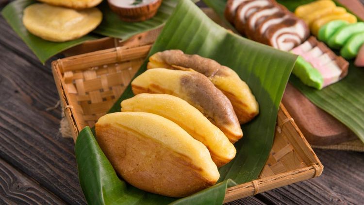 pukis snack. indonesian street food made from flour eggs yeast and coconut milk