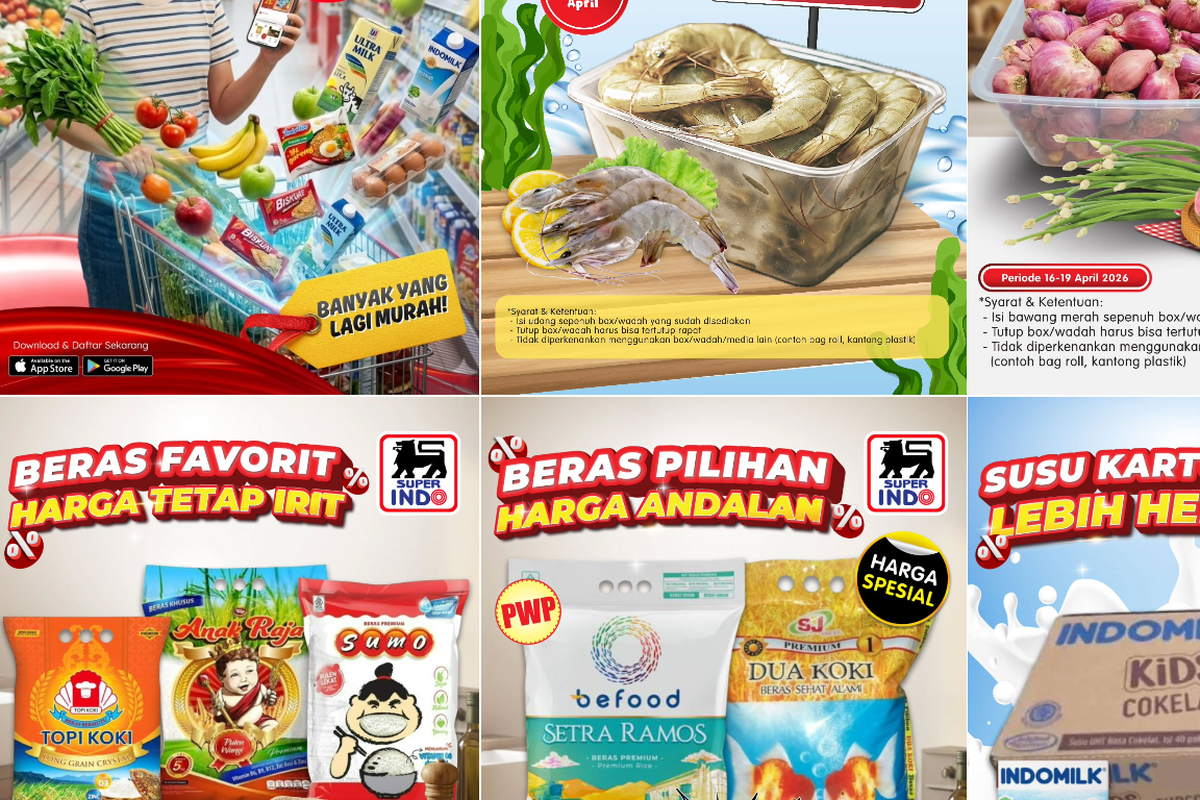 Promo Superindo Hari Ini 17 Mei 2026, Minyak Goreng 2L Mulai Rp 44.990, Ambil dan isi sepuasnya (14-17 Mei 2026), Serba hemat (16 Mei 2026), Sembako 1 (14-20 Mei 2026), Sembako 2 (15-17 Mei 2026), Harga hemat (14-20 Mei 2026), Frozen food (14-20 Mei 2026), Long weekend murah (14-20 Mei 2026)
