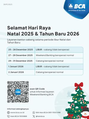 Jadwal Operasional BCA Saat Libur Natal dan Tahun Baru 2025/2026