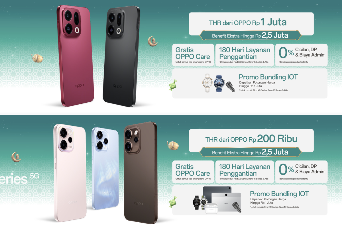 harga HP OPPO terbaru, Harga HP OPPO Hari Ini 18 Maret 2026, Dapatkan Promo THR Lebaran OPPO