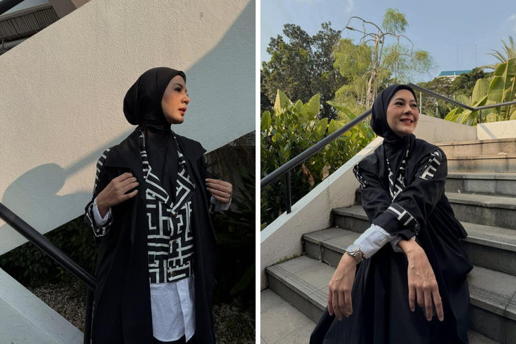 Paula Verhoeven, TGC Jakarta 2025, Tities Sapoetra, TS The Label, Gaya Paula Verhoeven, Gaya Hijab Paula Verhoeven, tgc jakarta 2025, hijab paula verhoeven, gaya paula verhoeven, ts the label, Gaya Paula Verhoeven Pakai Outfit Hitam-Putih di TGC Jakarta 2025