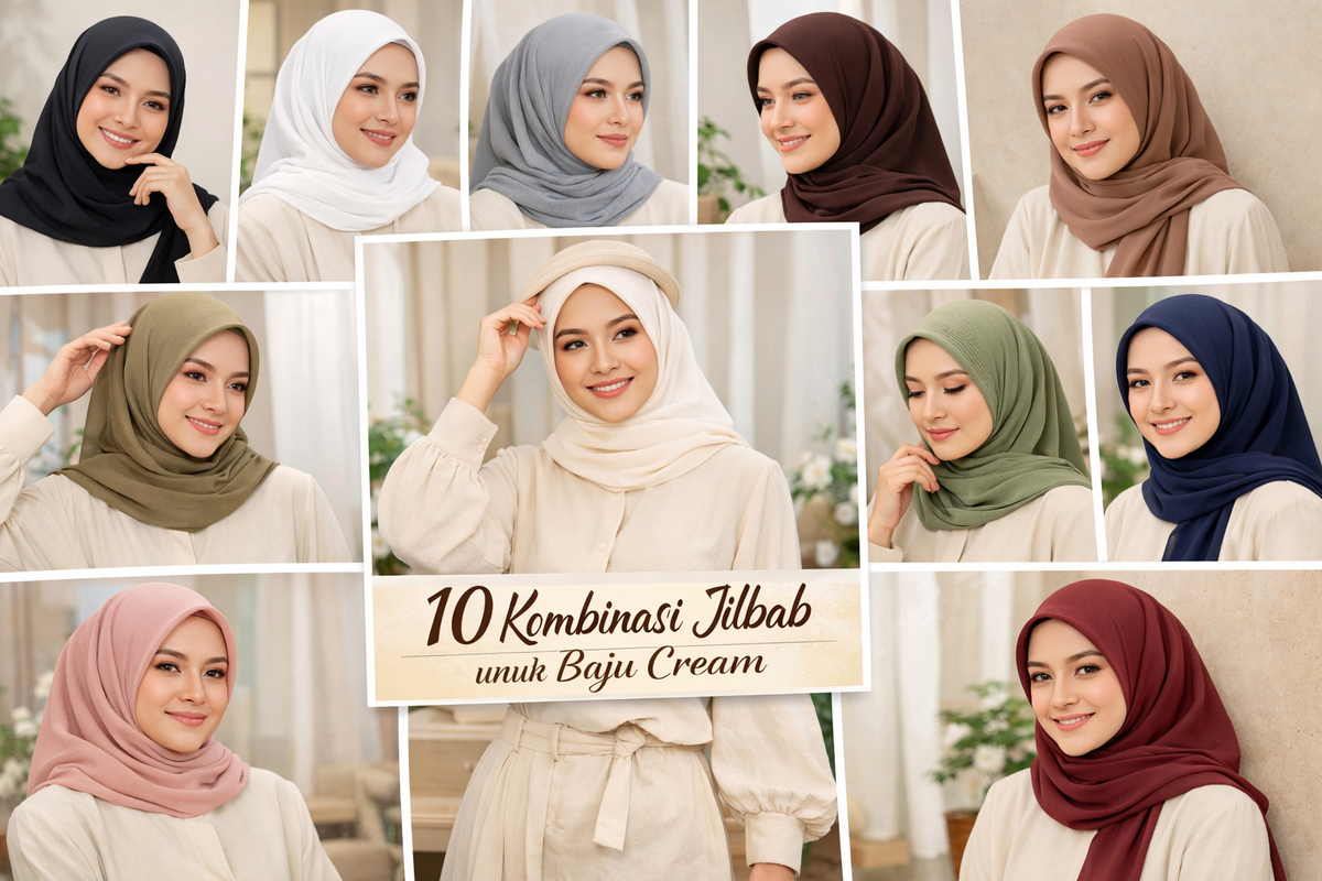 Baju Cream Cocok dengan Jilbab Warna Apa? Ini 10 Kombinasi yang Bikin Tampilan Elegan, Warna Netral yang Cocok untuk Baju Cream, Warna Earth Tone yang Serasi dengan Baju Cream, Warna Soft yang Membuat Tampilan Lebih Manis, Warna Kontras yang Tetap Stylish, Tips Memilih Warna Jilbab untuk Baju Cream