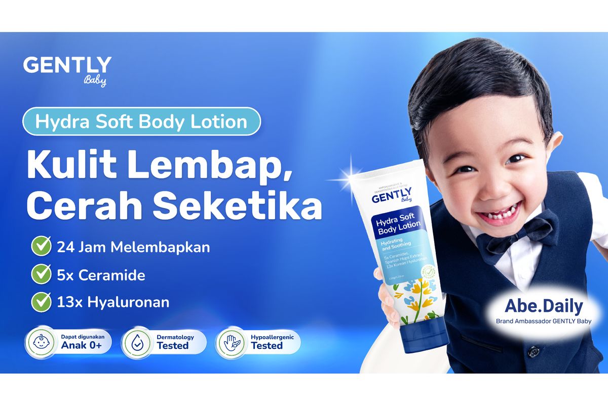 bayi, lotion, pelembap, kulit, Hydra Soft Body Lotion, Solusi untuk Kulit Sensitif Bayi dari Gently Baby