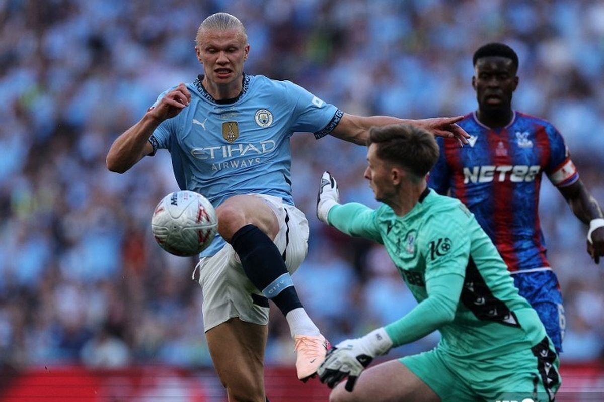 final Piala FA, Crystal Palace, Man City, Omar Marmoush, Manchester City, Eberechi Eze, Crystal Palace vs Manchester City, Final Piala FA, Crystal Palace vs Man City, hasil Crystal Palace vs Man City, hasil final piala fa, Babak I Crystal Palace Vs Man City 1-0: Penalti Marmoush Gagal, City Tertinggal