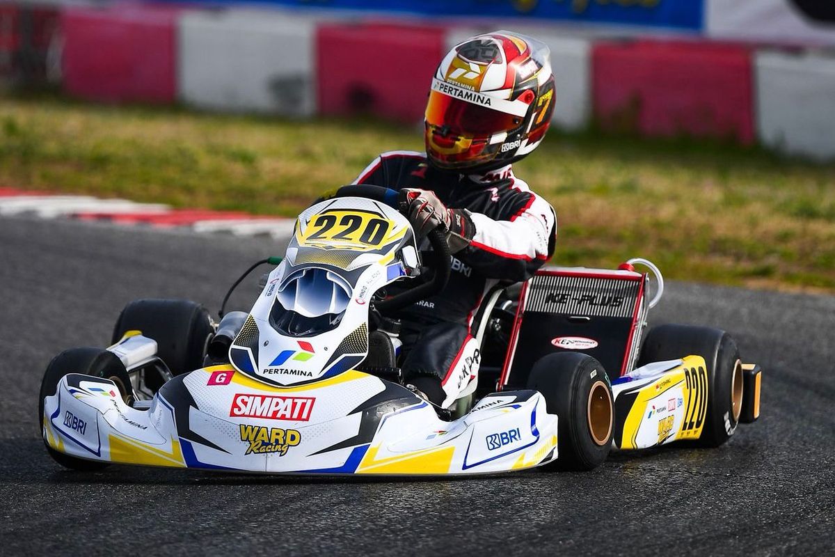 Qarrar Firhand, gokart, WSK Super Master Series, Hadapi 75 Pebalap, Qarrar Firhand Catat Hasil Positif di WSK Super Master Series Italia