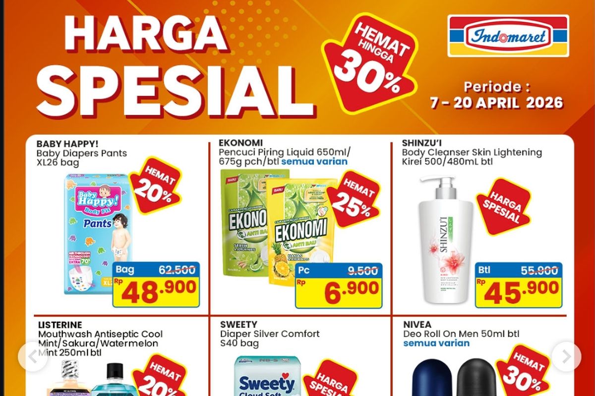 Indomaret, promo Indomaret, Promo Indomaret Hari Ini 13 April 2026, Ada Tebus Murah Telur Ayam Negeri, 1. Harga Spesial (hingga 20 April), 2. Paling Murah (hingga 15 April), 3. Hemat Minggu Ini (hingga 15 April), 4. Purchase with Purchase (hingga 15 April)