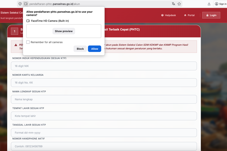 KDMP, KNMP, panselnas, Koperasi Desa Merah Putih, Kampung Nelayan Merah Putih, rekrutmen KDMP, Cara Mengatasi “Webcam.js Error” saat Daftar Rekrutmen Koperasi Desa Merah Putih