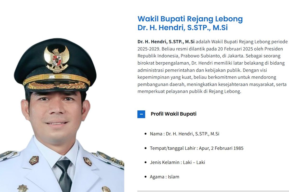 Rejang Lebong, Bengkulu, Hendri, Wakil Bupati Rejang Lebong, Harta Kekayaan, Profil dan Kekayaan Hendri, Wakil Bupati Rejang Lebong yang Kena OTT KPK