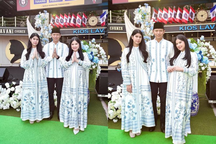 Agus Harimurti Yudhoyono, Annisa Pohan, Idul Fitri, Inspirasi Sarimbit Lebaran ala Annisa Pohan, Paduan Putih dan Biru