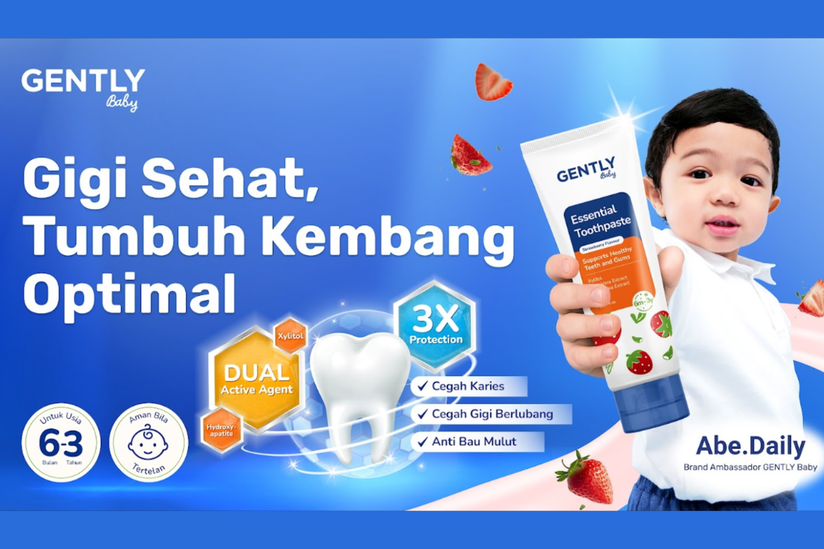 gigi anak, kesehatan gigi, sodium lauryl sulfate, sodium lauryl ether sulfate, tumbuh kembang anak, pasta gigi anak, golden age, xylitol, hydroxyapatite, Gently Baby Luncurkan Pasta Gigi Aman Tertelan untuk Bayi dan Anak