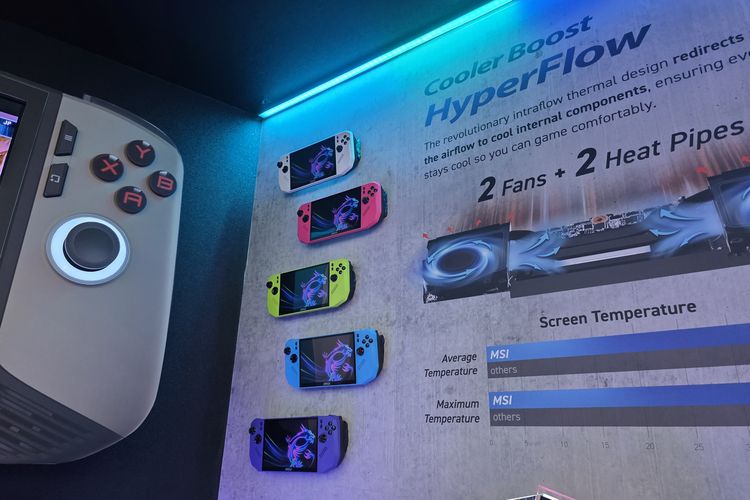 handheld, Switch 2, Steam Deck, game, AMD Ryzen Z2 Extreme, Game, MSI Claw, msi claw 8 ai, MSI Claw A8, handheld console, Melihat MSI Claw A8 di Computex 2025, Konsol Handheld Pesaing Nintendo Switch 2 dan Steam Deck, Warna ngejreng, Pakai prosesor AMD, Edisi Khusus Claw 8 AI+, Siap Bersaing dengan Switch 2 dan Steam Deck?