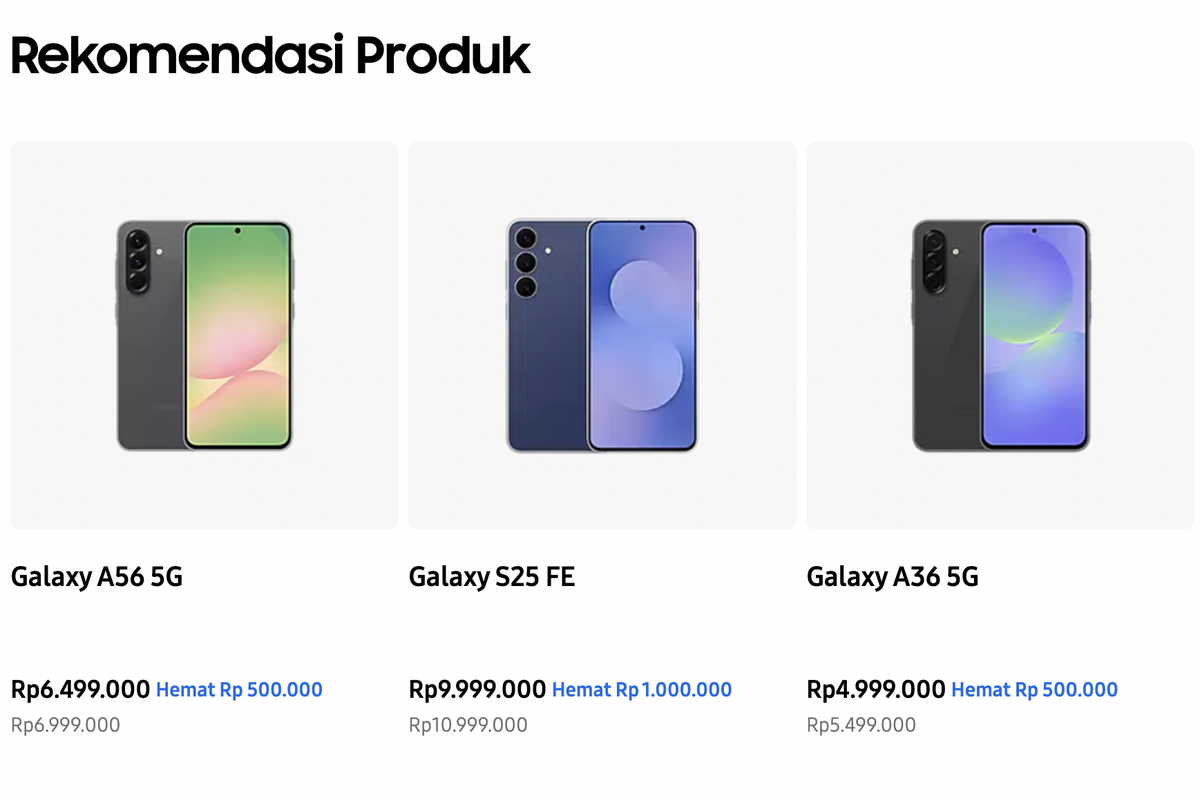harga HP Samsung, Daftar Harga HP Samsung Hari Ini 6 Januari 2026, Hemat hingga Rp 1,5 Juta