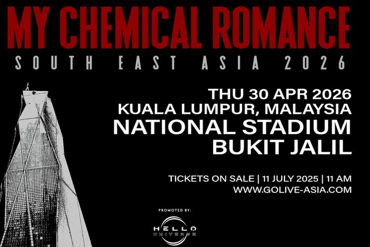 My Chemical Romance, Konser My Chemical Romance, tiket konser My Chemical Romance, konser My Chemical Romance, Jadwal Penjualan Tiket Konser My Chemical Romance 2026 di Singapura dan Malaysia, War Dimulai Jumat Pagi