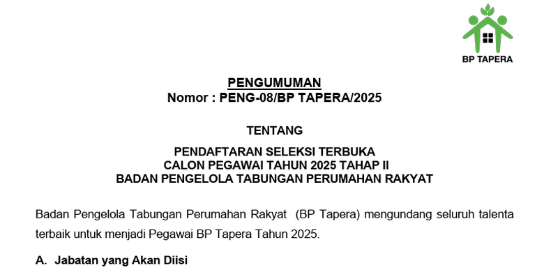 lowongan kerja bp tapera 2025, rekrutmen BP Tapera terbaru, syarat daftar BP Tapera, formasi BP Tapera 2025, cara daftar BP Tapera online, jadwal seleksi BP Tapera, loker BUMN September 2025, pengumuman resmi BP Tapera, Lowongan Kerja BP Tapera 2025 Dibuka, Ada 19 Formasi Strategis! Cek Syarat dan Cara Daftar di Sini, Formasi lowongan kerja BP Tapera 2025, Syarat umum pendaftaran BP Tapera, Cara daftar rekrutmen BP Tapera 2025, Tahapan seleksi BP Tapera, Catatan penting