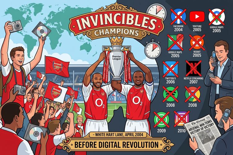 Arsenal, Instagram, juara Liga Inggris, WhatsApp, 10 Aplikasi Internet Ini Belum Ada saat Arsenal Terakhir Juara, 1. Facebook (Mulai 2004), 2. YouTube (Rilis 2005), 3. Twitter/X (Rilis 2006), 4. WhatsApp (Rilis 2009), 5. Instagram (Rilis 2010), 6. Reddit (Rilis 2005), 7. TikTok (Rilis 2016), 8. Spotify (Rilis 2008), 9. Google Chrome (Rilis 2008), 10. Google Maps (Rilis 2005)