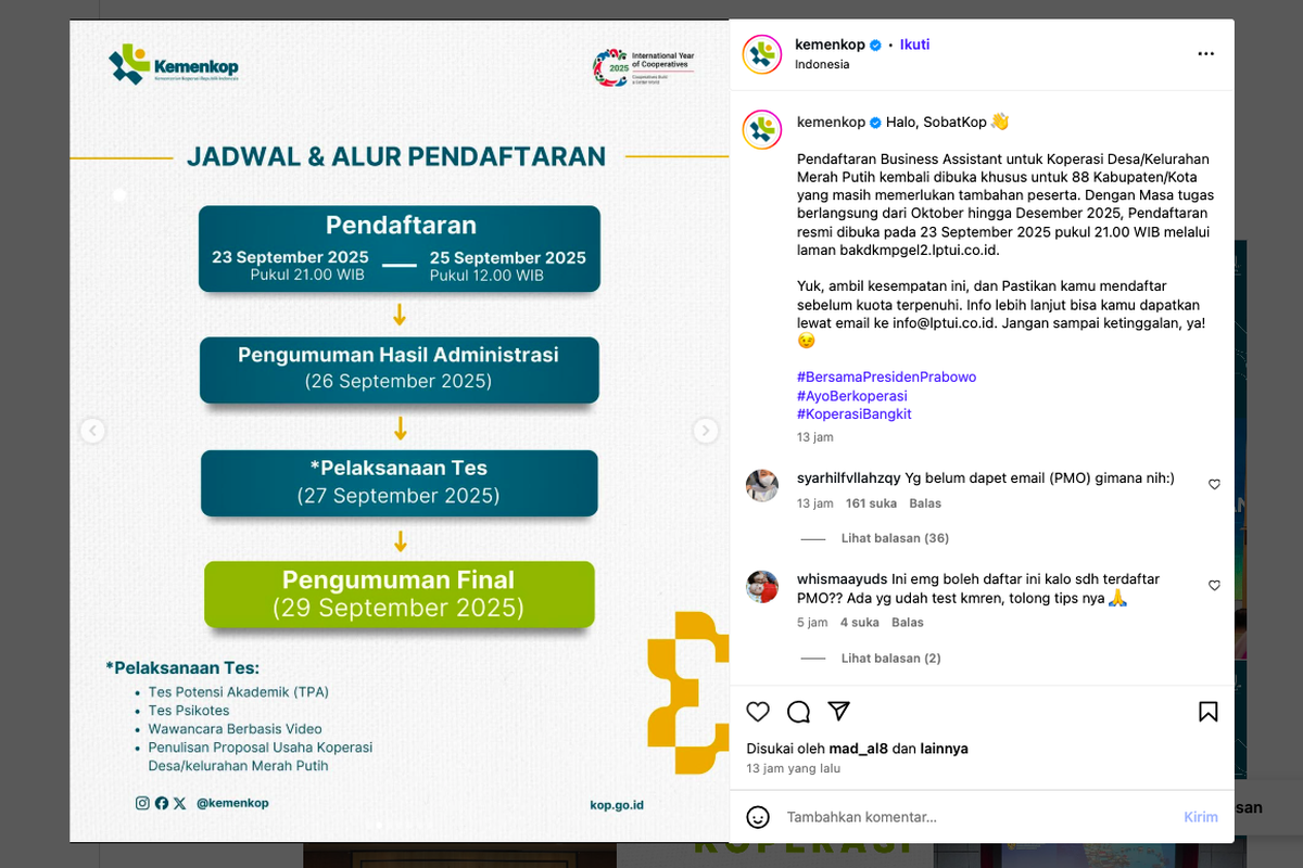 kemenkop, lowongan kemenkop, lowongan Kemenkop 2025, gaji asisten bisnis, lowongan asisten bisnis, Gaji Rp 7,25 Juta, Ini Syarat dan Cara Daftar Lowongan Asisten Bisnis Kemenkop UKM 2025