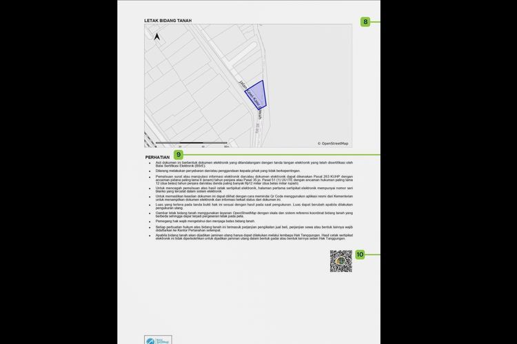 Sertifikat tanah, sertifikat tanah elektronik, Contoh sertifikat tanah elektronik, Contoh Sertifikat Tanah Elektronik, Bentuk dan Isinya