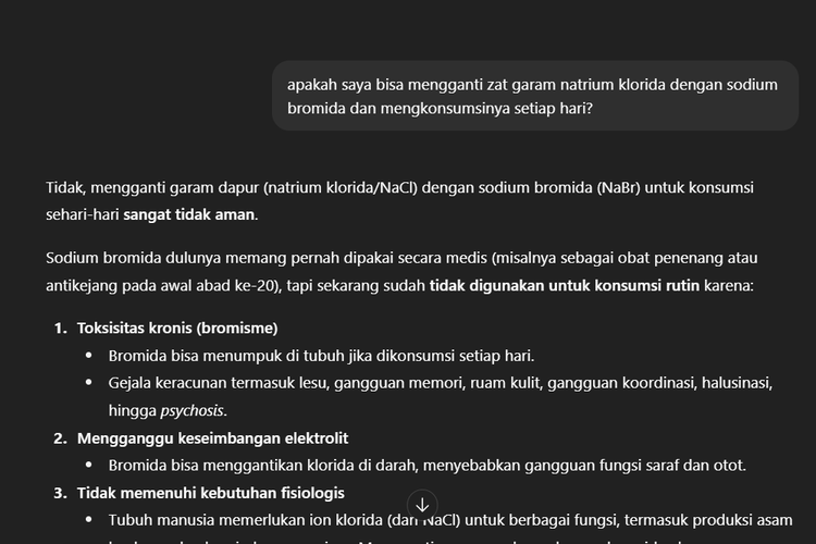 rumah sakit, natrium, sodium, chatGPT, bromisme, Ikuti Saran Diet dari ChatGPT, Pria Ini Keracunan dan Opname di RS 3 Minggu