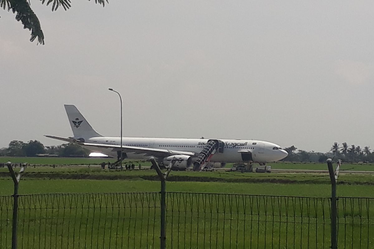 Saudia Airlines, mendarat darurat, Saudia Airlines ancaman bom, saudia airlines ancaman bom pesawat, Ancaman Bom, Saudia Airlines Pengangkut 376 Jemaah Haji Surabaya Mendarat di Kualanamu