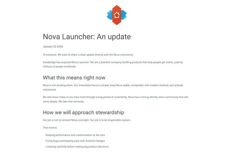 Launcher, Instabridge, Android, iklan, open source, Nova Launcher, Nova Launcher Tidak Jadi Pamit, 