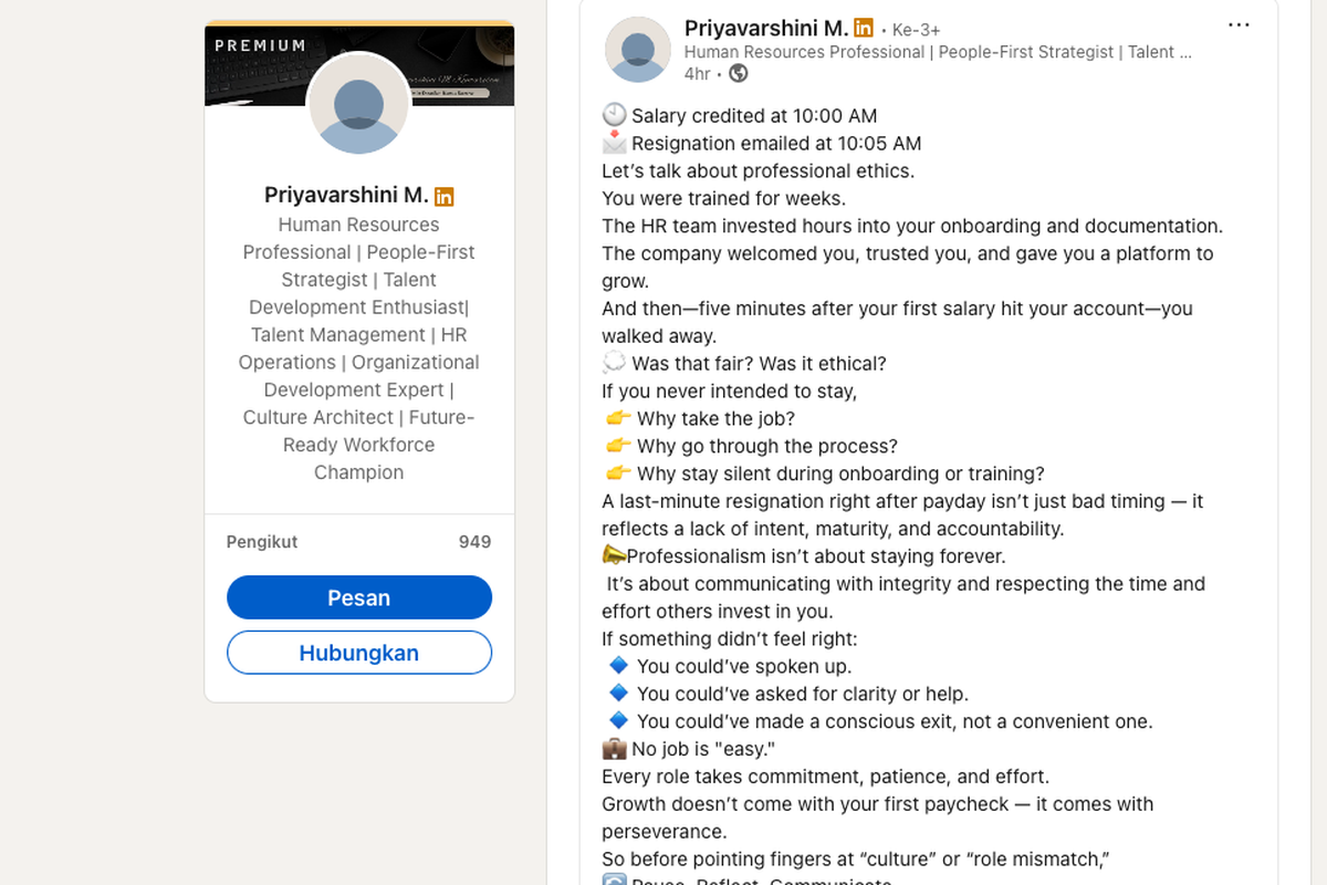 resign, india, viral, pegawai, Viral Unggahan Pegawai Resign 5 Menit Usai gajian, HRD Ngamuk