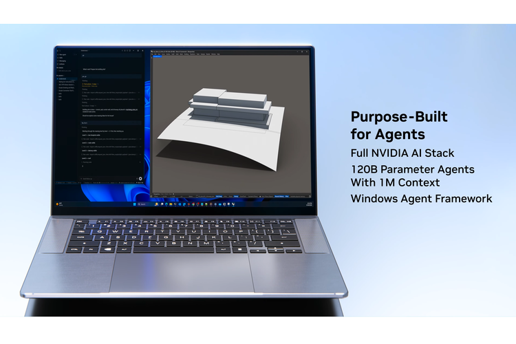 Nvidia, Jensen Huang, AI agent, Nvidia RTX Spark, laptop, Nvidia RTX Spark Resmi, Superchip untuk Laptop Windows, Chip AI dengan performa 1 petaflop, Efisiensi daya jadi sorotan, Bisa edit video 12K dan main game AAA, Fokus pada AI agent yang aman, Hadir di laptop Windows akhir tahun