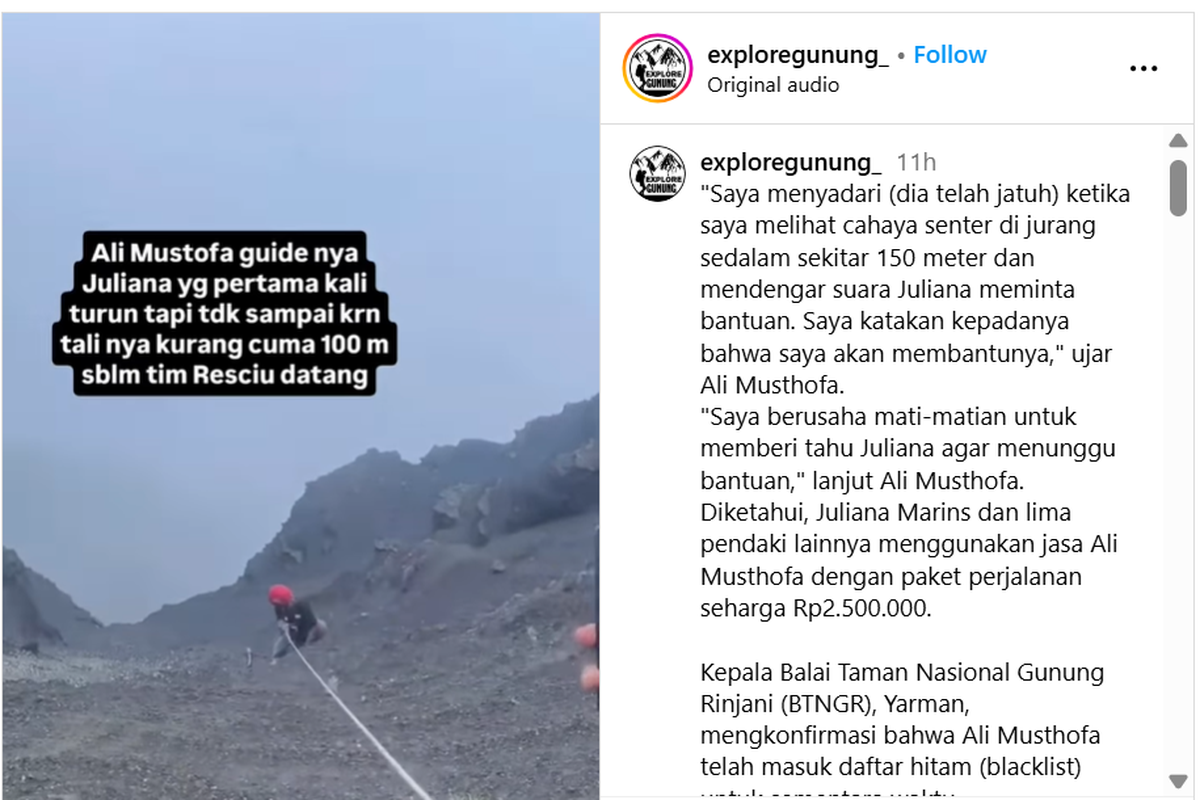 Ali Musthofa, pemandu pendakian, Gunung Rinjani, Juliana Marins, guide rinjani, ali musthofa, Pemandu Juliana Marins Di-blacklist Usai Insiden Rinjani, Begini Kronologi Versi Guide Ali Musthofa