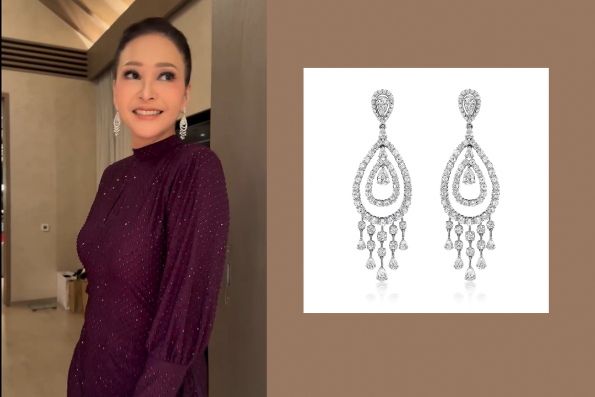 Beauvince Jewelry, Kilau Mewah Anting Berlian 15 Karat Maia Estianty di Ultah ke-50, Harga Rp 770 Juta, Anting berlian 15 karat dari Beauvince Jewelry, Kualitas berlian masuk kelas premium, Harga anting berlian capai Rp 770 juta, Desain menjuntai yang menegaskan elegansi