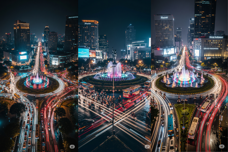 gemini, chatGPT, GPT 5, gemini 2 5 flash, uji coba AI, Jakarta di mata AI, Adu Canggih GPT-5 Vs Gemini 2.5 Flash Menggambar Jakarta, Mana yang Lebih Realistis?, 1. Menggambar Jakarta di jam sibuk pagi hari, 2. Suasana malam hari di sekitar kawasan Bundaran HI, 3. Kota Tua Jakarta dan Ragam Aktivitasnya, 5. Jakarta di masa depan