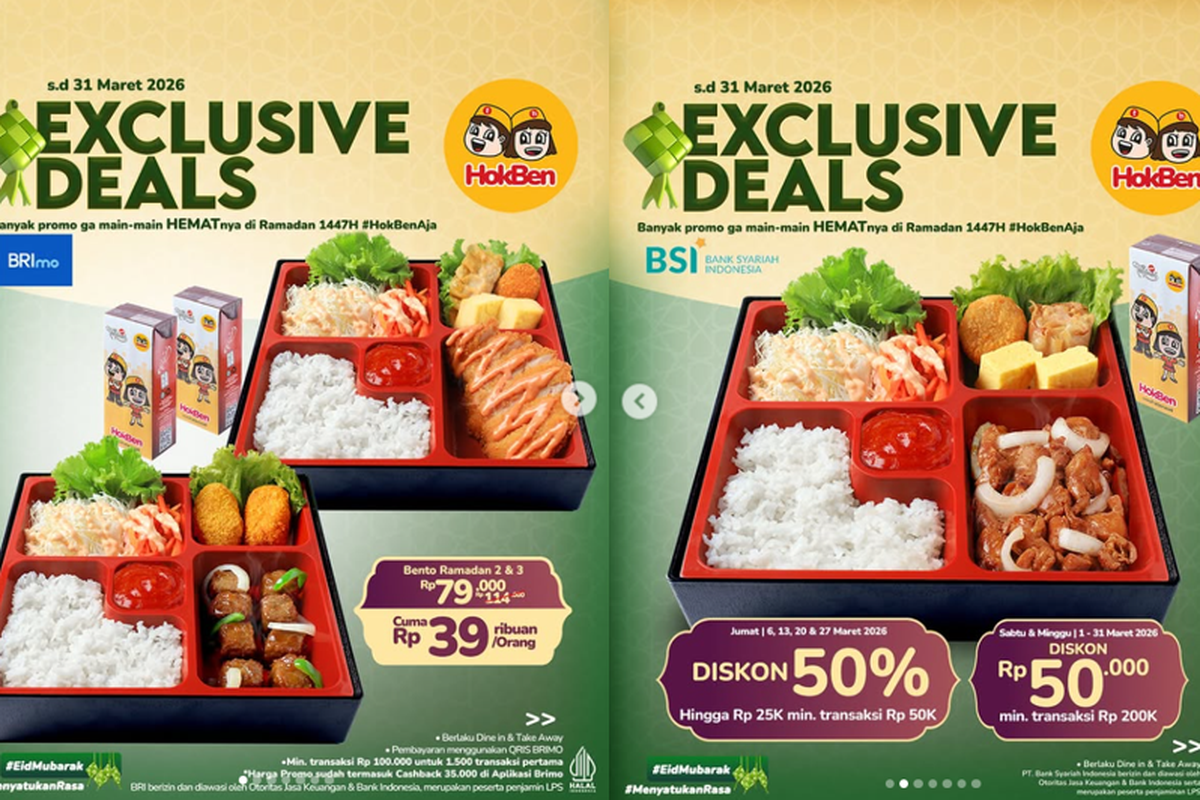 Promo Lebaran 2026: 9 Resto Cepat Saji Tawarkan Diskon, dari Bakmi GM hingga Yoshinoya, 1. Promo Bukber Ramadhan richeese factory, 2. Promo Bukber Ramadhan Burger King, 3. King Deals (sd 31 Maret 2026), 3. Promo Bukber Ramadhan hokben, 4. Promo Bukber Ramadhan Wingstop, 5. Promo Bukber McD, 6. Paket hemat ramadhan Yoshinoya, 7. Promo Bukber Gokana, 8. Promo lebaran Bakmi GM, 9. Promo Bukber Domino Pizza