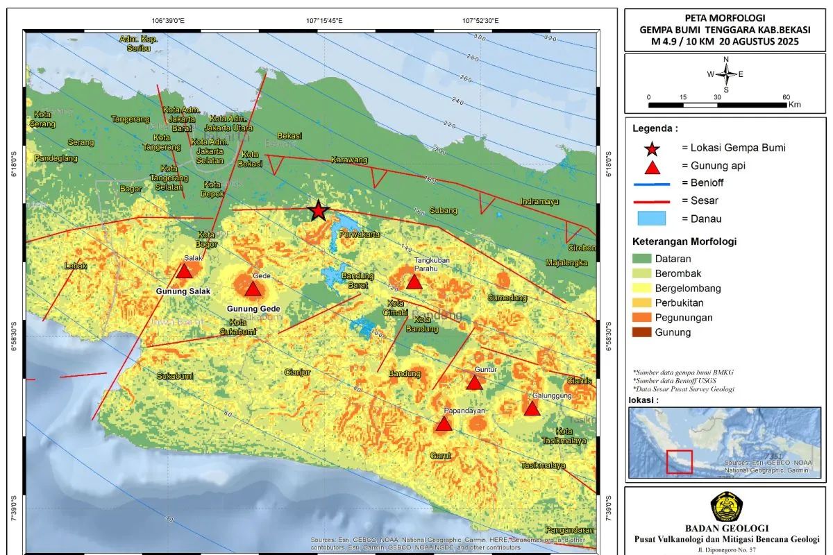 BMKG, gempa hari ini, Gempa Karawang, gempa bekasi hari ini, sesar citarum, BMKG: Bukan Baribis, Gempa Bekasi M 4,9 Dipicu Sesar Citarum