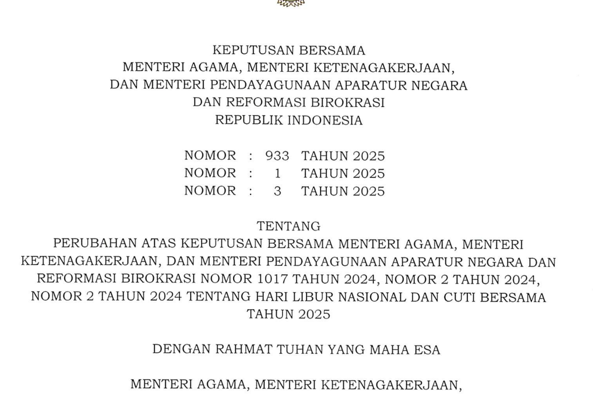 cuti bersama 2025, hari libur nasional 2025, 18 agustus cuti bersama, update cuti bersama 2025, hari libur nasional 2025 dan cuti bersama, update hari libur nasional 2025 dan cuti bersama, Update Hari Libur Nasional dan Cuti Bersama 2025