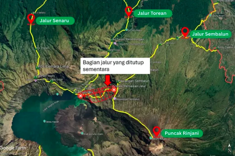 Rinjani, Pelawangan Sembalun, Segara Anak, rinjani, Jalur Pelawangan Sembalun ke Segara Anak Tutup, Pendakian Rinjani Masih Buka, Jalur yang Ditutup dari Pelawangan Sembalun ke Segara Anak