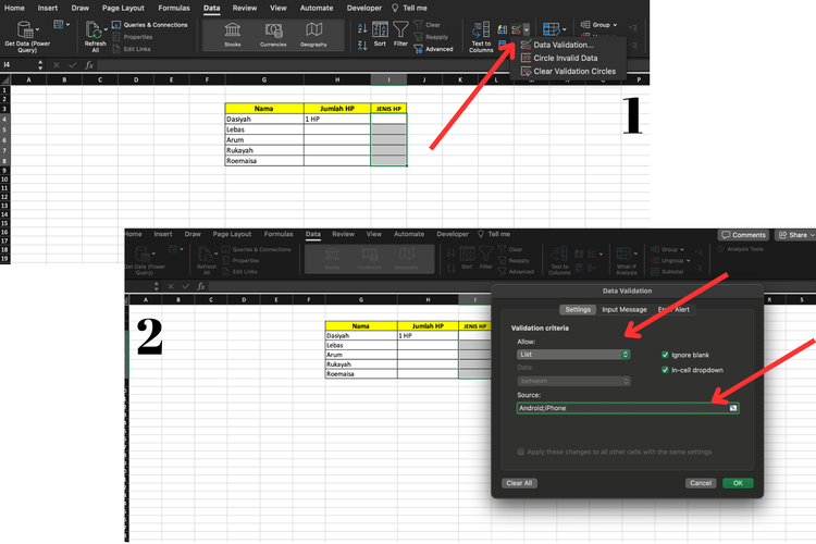 Excel, Microsoft Excel, cara buat drop down list di excel, Cara Membuat Drop Down List atau Daftar Pilihan di Microsoft Excel