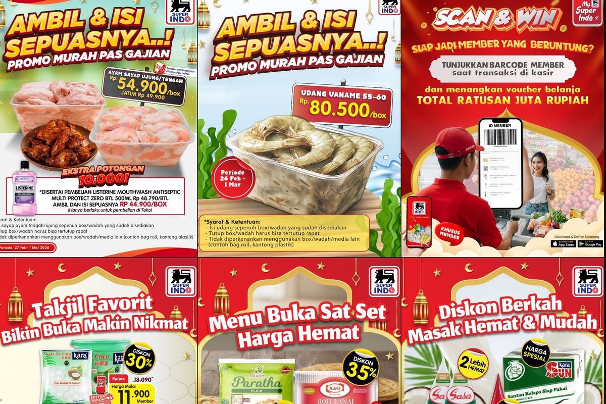 Promo Superindo, Superindo, Promo Superindo Hari Ini 2 Maret 2026, Biskuit Ramadhan Rp 30.000-an Dapat Dua, 1. Ikan Segar Serbu Ramadan (hingga 4 Maret), 2. Ayam Segar Serbu Ramadhan (hingga 4 Maret), 3. Serba Sapi Segar Ramadan, 4. Ramadan Meriah Beras Murah, 5. Aneka Kurma Hemat Abis, 6. Aneka Mie Siap Serbu (hingga 4 Maret), 7. Biskuit Ramadan 30.000-an Dapat Dua (hingga 4 Maret)