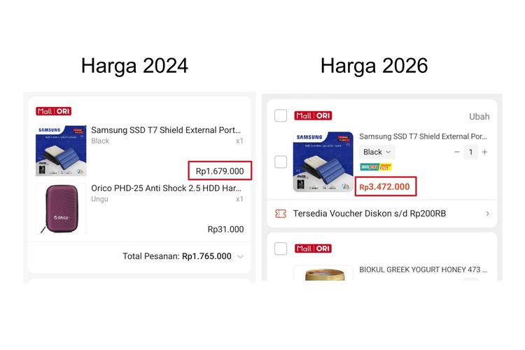 harga SSD, Samsung T7, harga SSD naik gila-gilaan, SanDisk, Warganet RI 